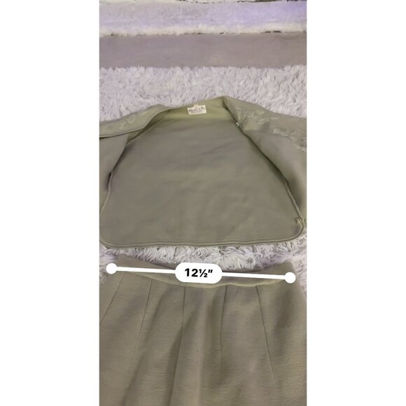 Charles & Co 100% Wool Embroidered Floral Green 2-Piece Skirt Suit Set Vintage - Picture 15 of 16
